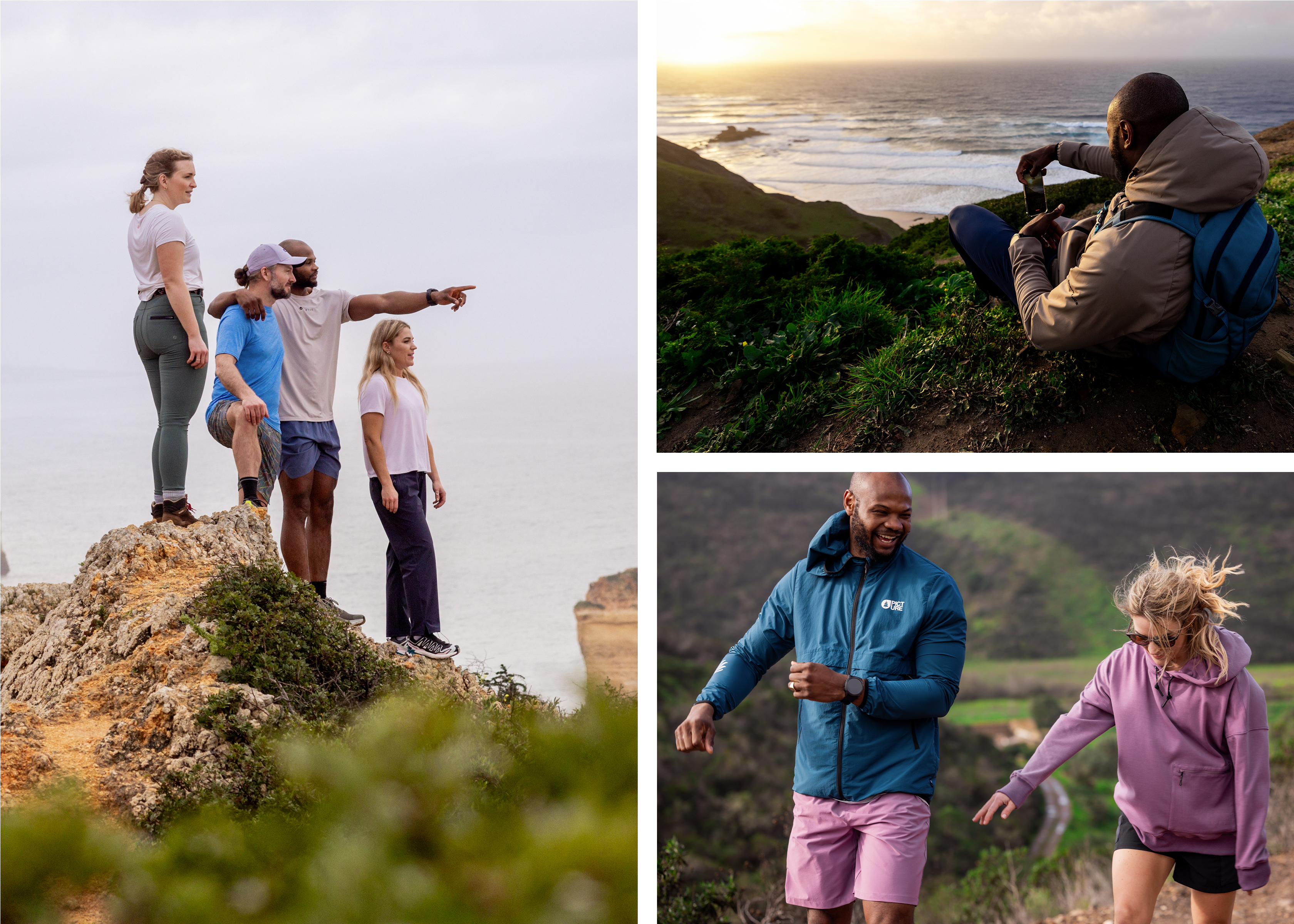 A collage of people running in the city and on trails