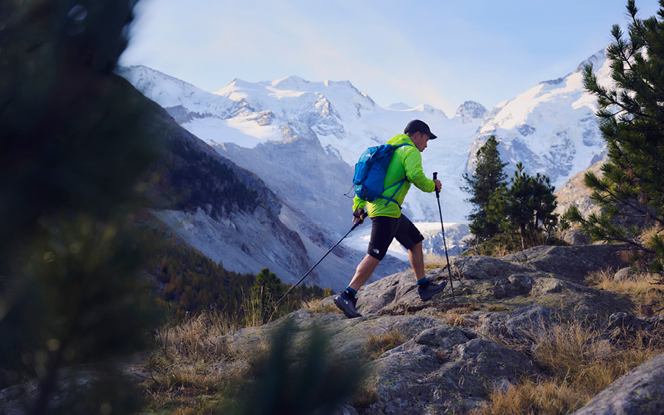 Man hiking wearing The North Face