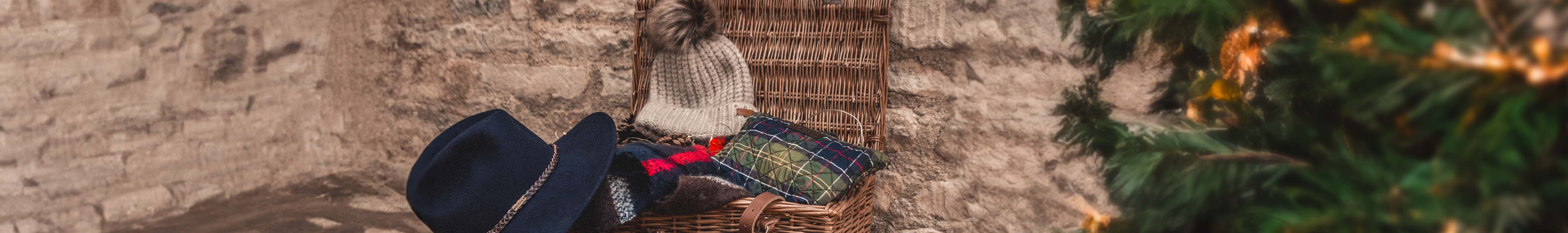 Winter accesories in a basket