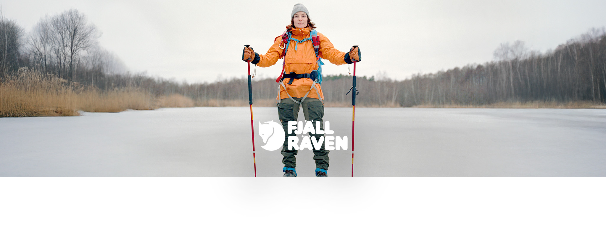 Woman wearing ice skates on a frozen lake