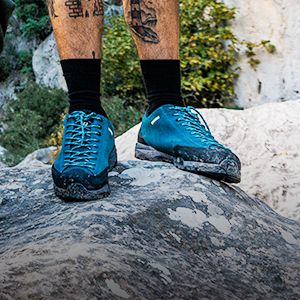 Walking shoes on a rock