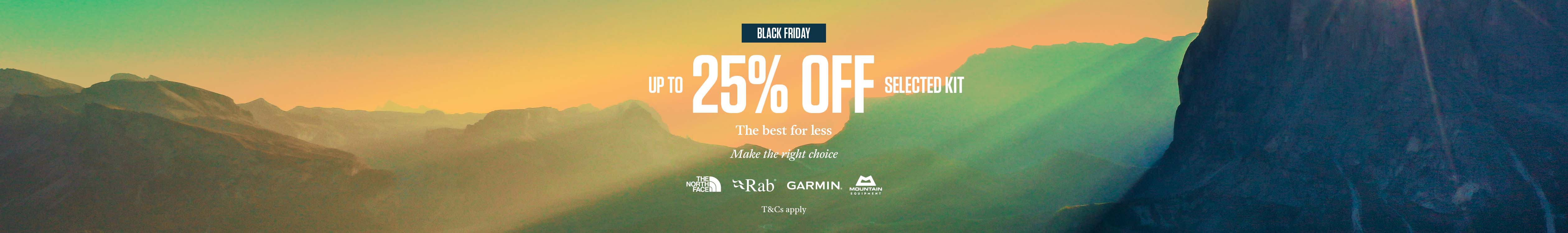 Mountain landscape with black friday sale text