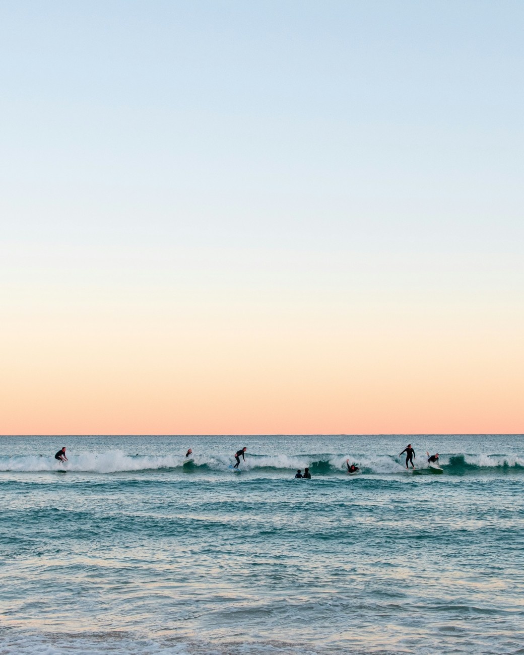 The sun setting over Bondi Beach