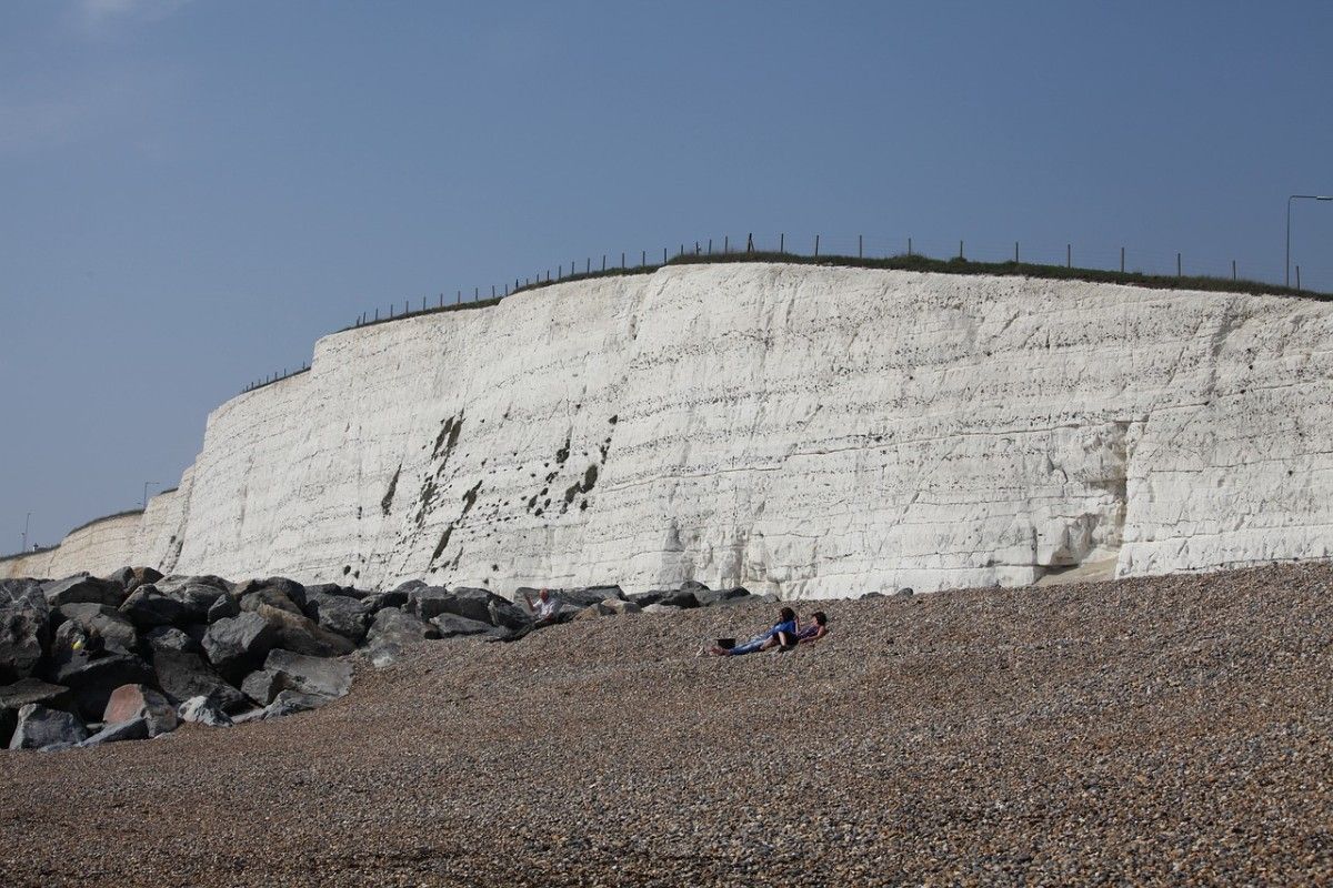 Brighton's cliffs on the beach 