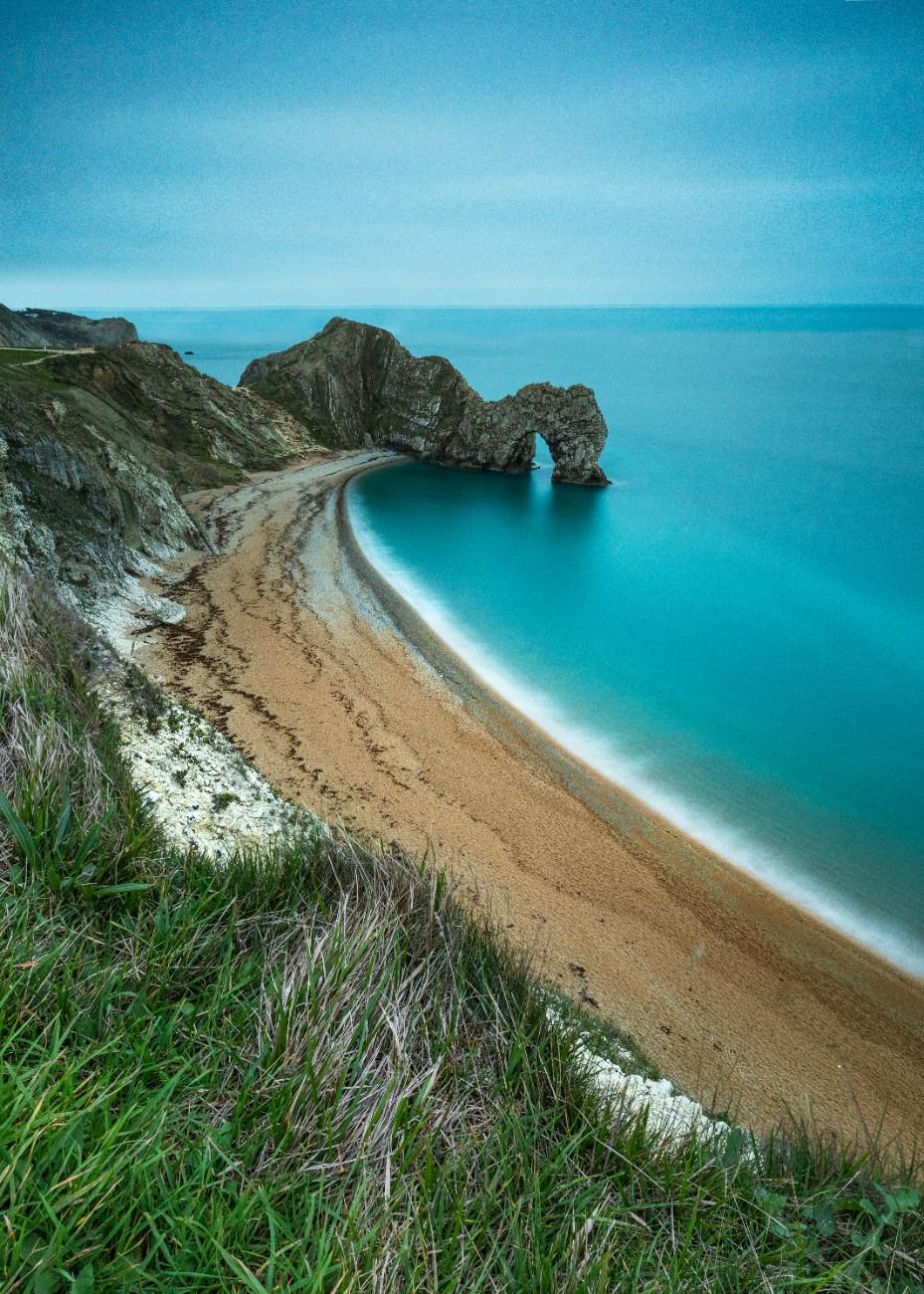 Durdle Door Beach from the coastal path 