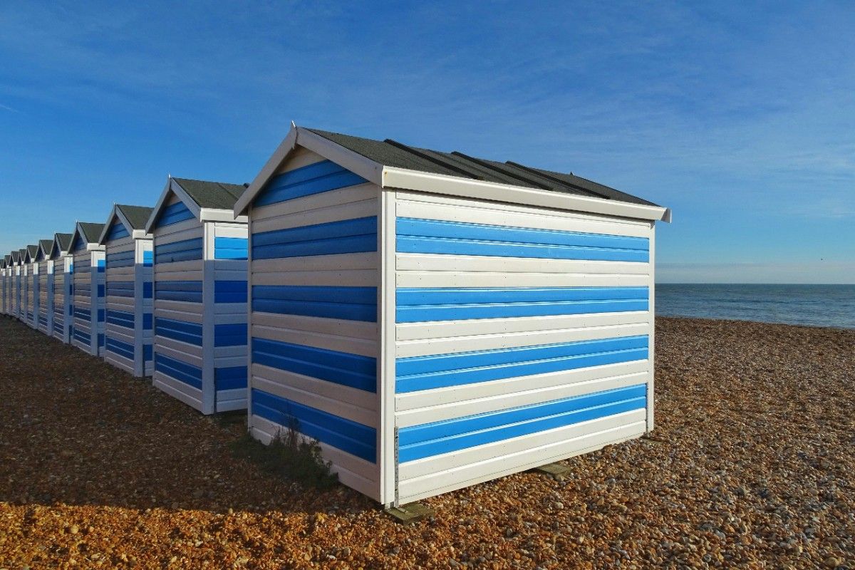 Beach huts on Hastings beach