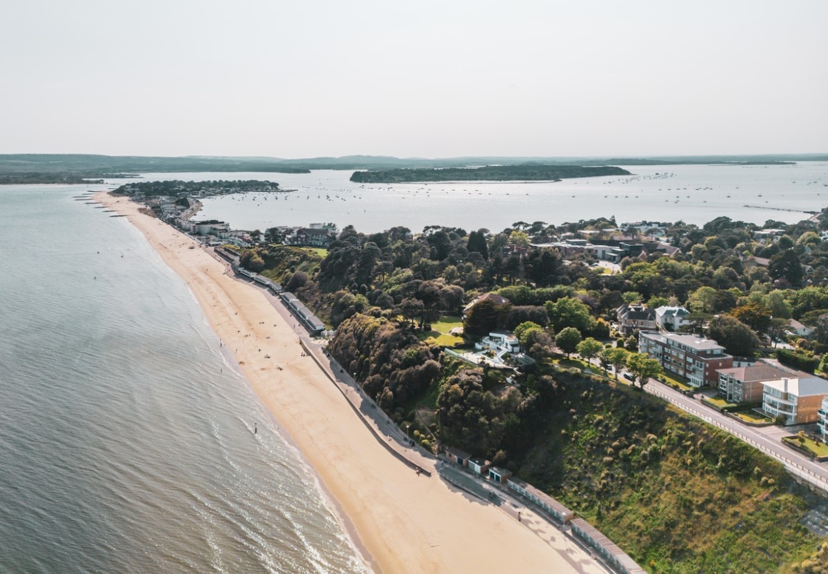 The coast of Sandbanks Beach in Dorset