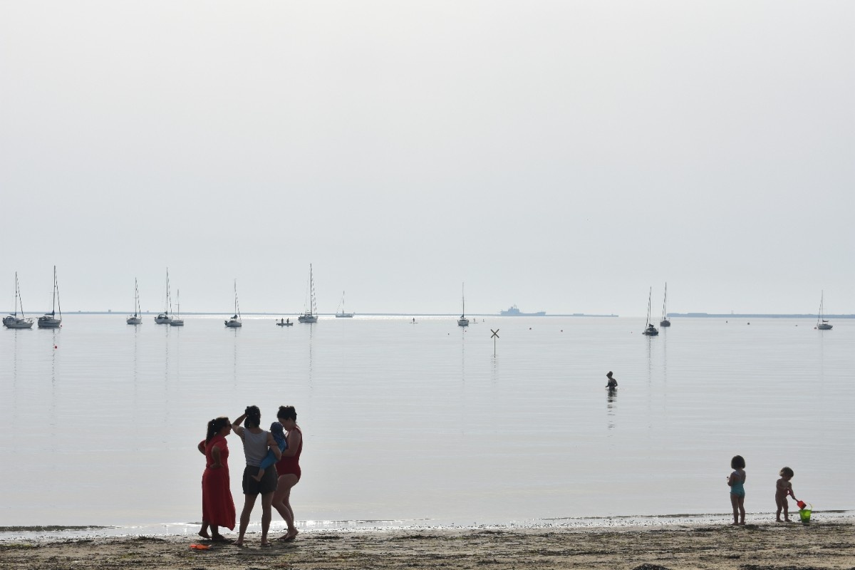 People on a beach in Weymouth