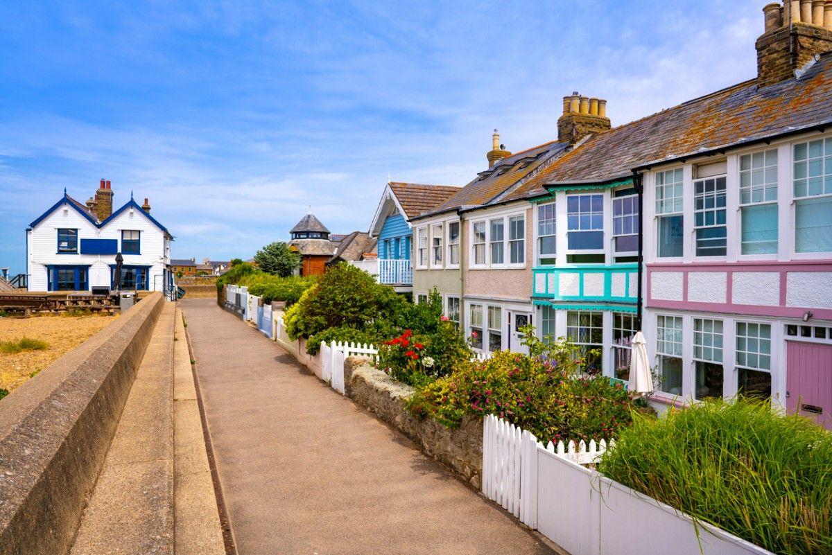 Whistable Beach houses on the beach front 