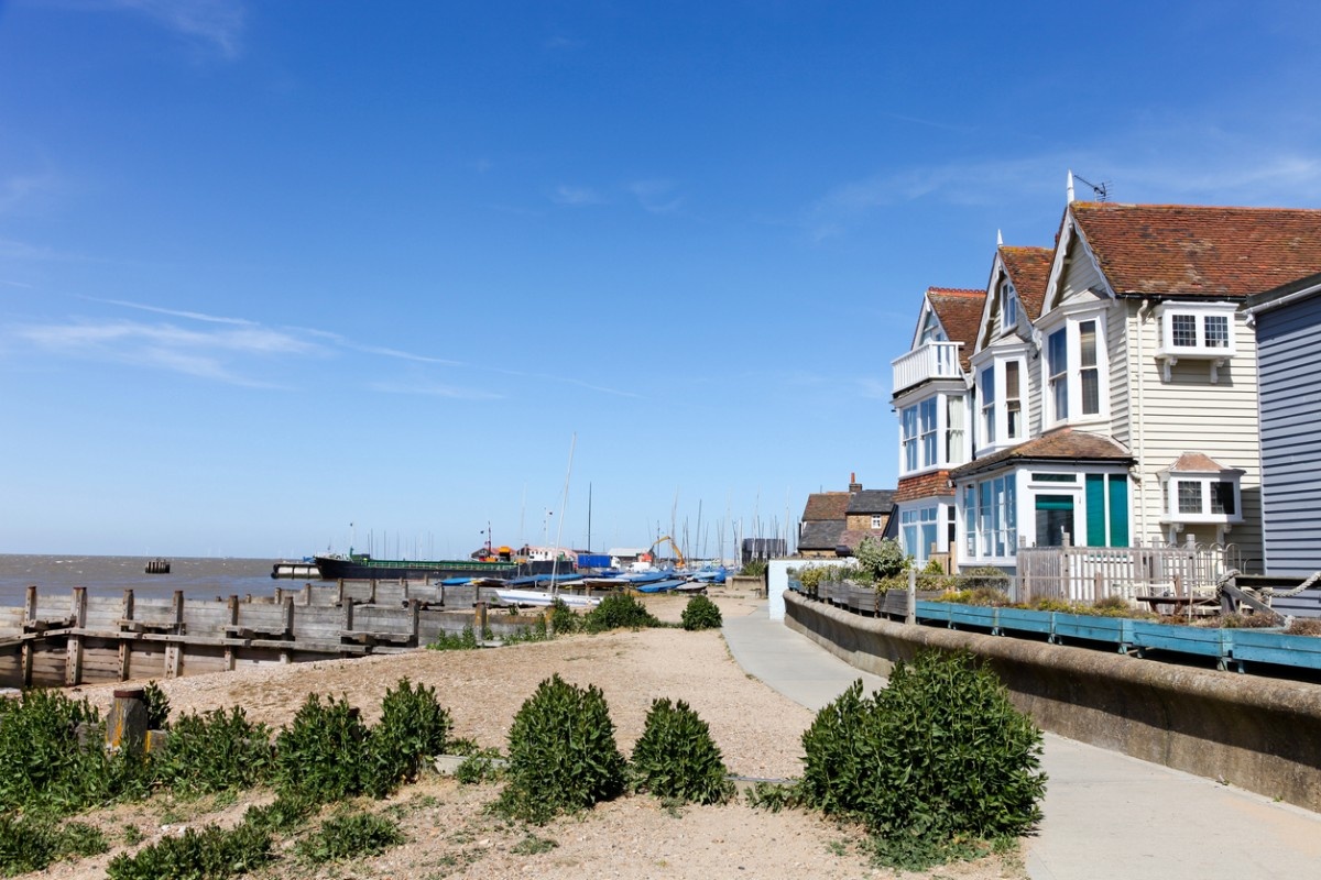 Houses on the beach front at Whistable Beach