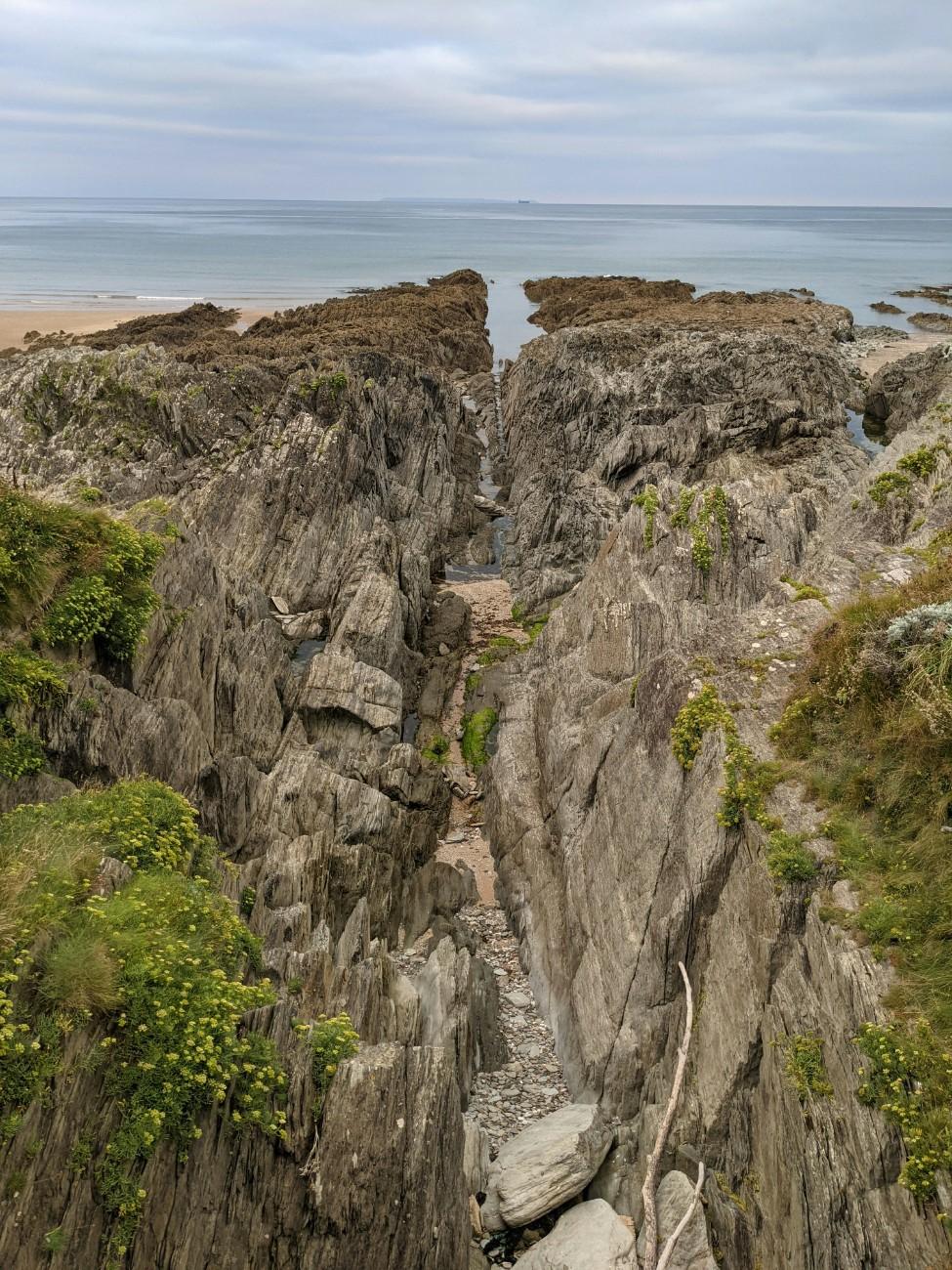 Rocky cliffs at Woolacombe Beach