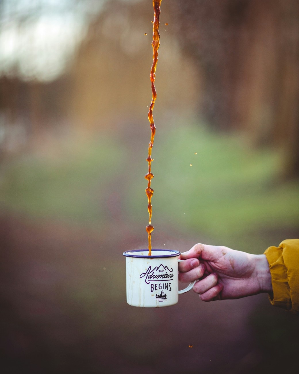 Coffee in the rain when camping 