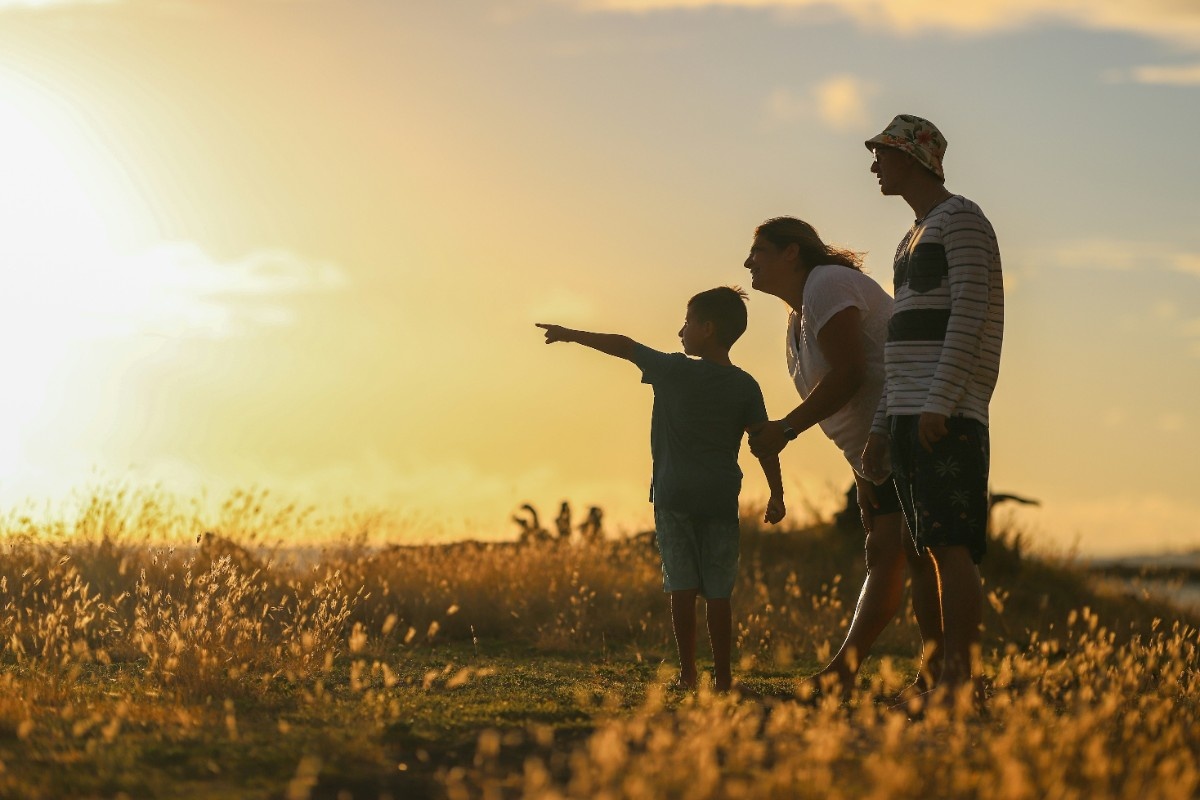 A family on a walk 