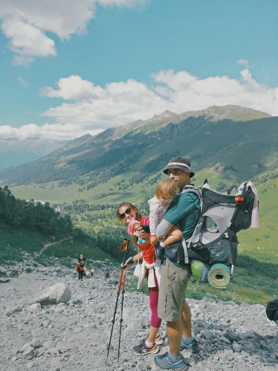 A family on a hike 