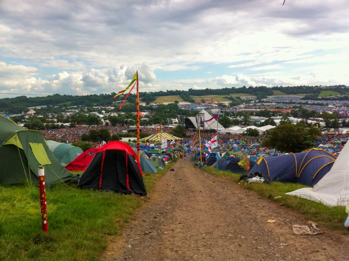 Tents in the campsite at Glastonbury Festival