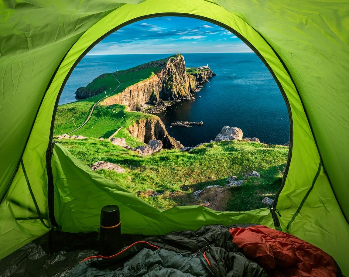 A view from a tent in the Isle of Skye 