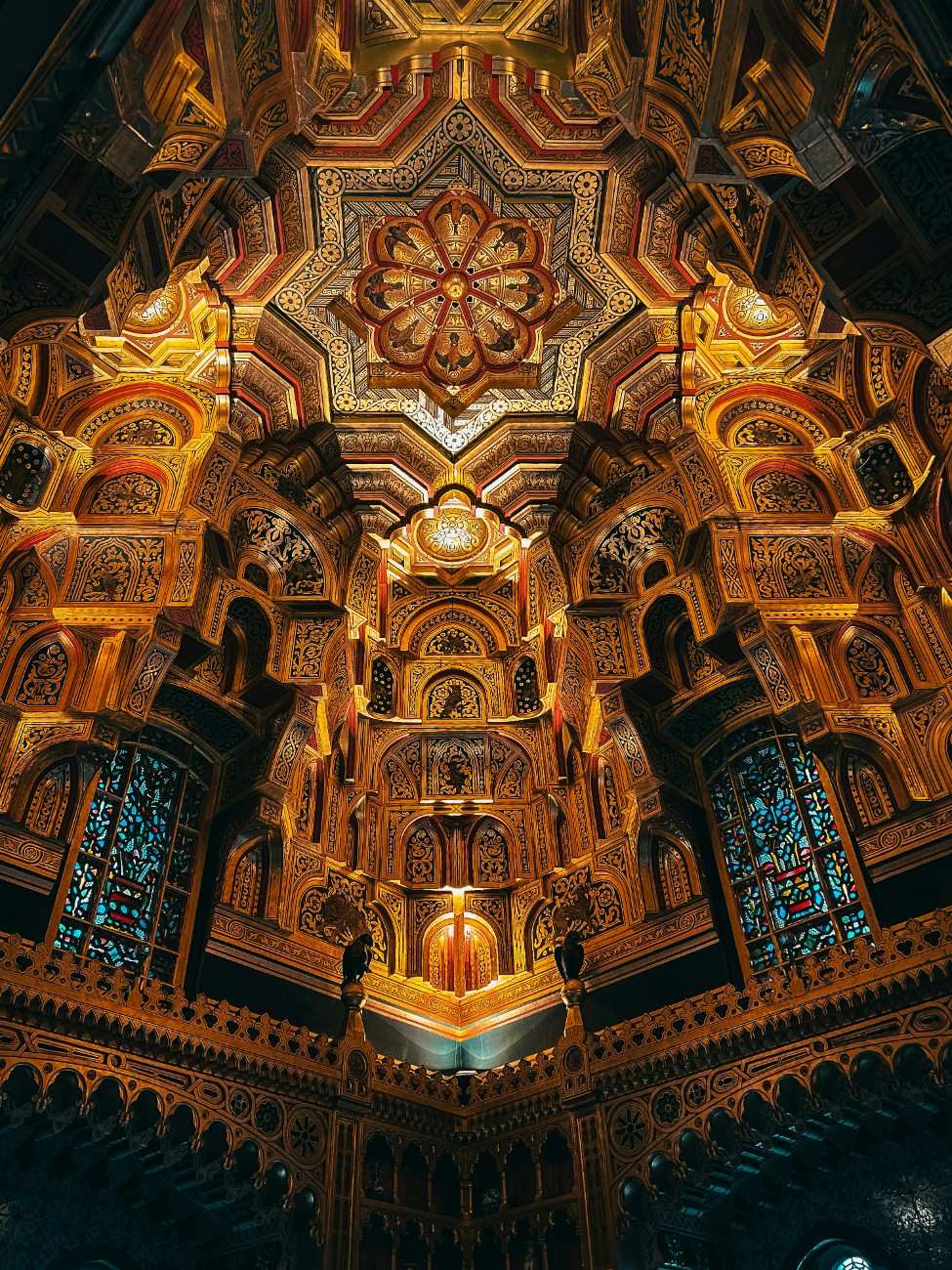 The decorative ceiling of Cardiff Castle