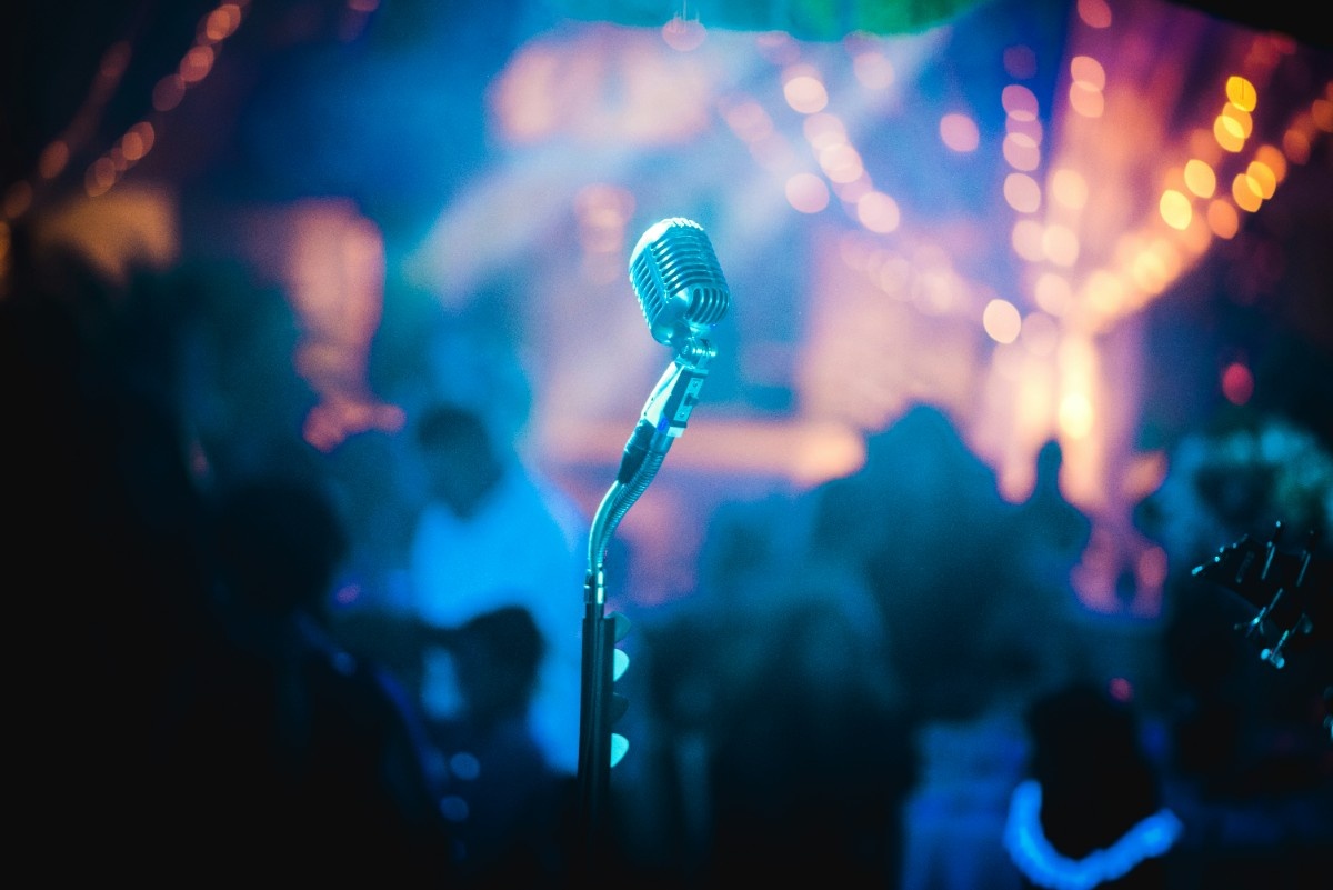 A microphone on stage at Womad