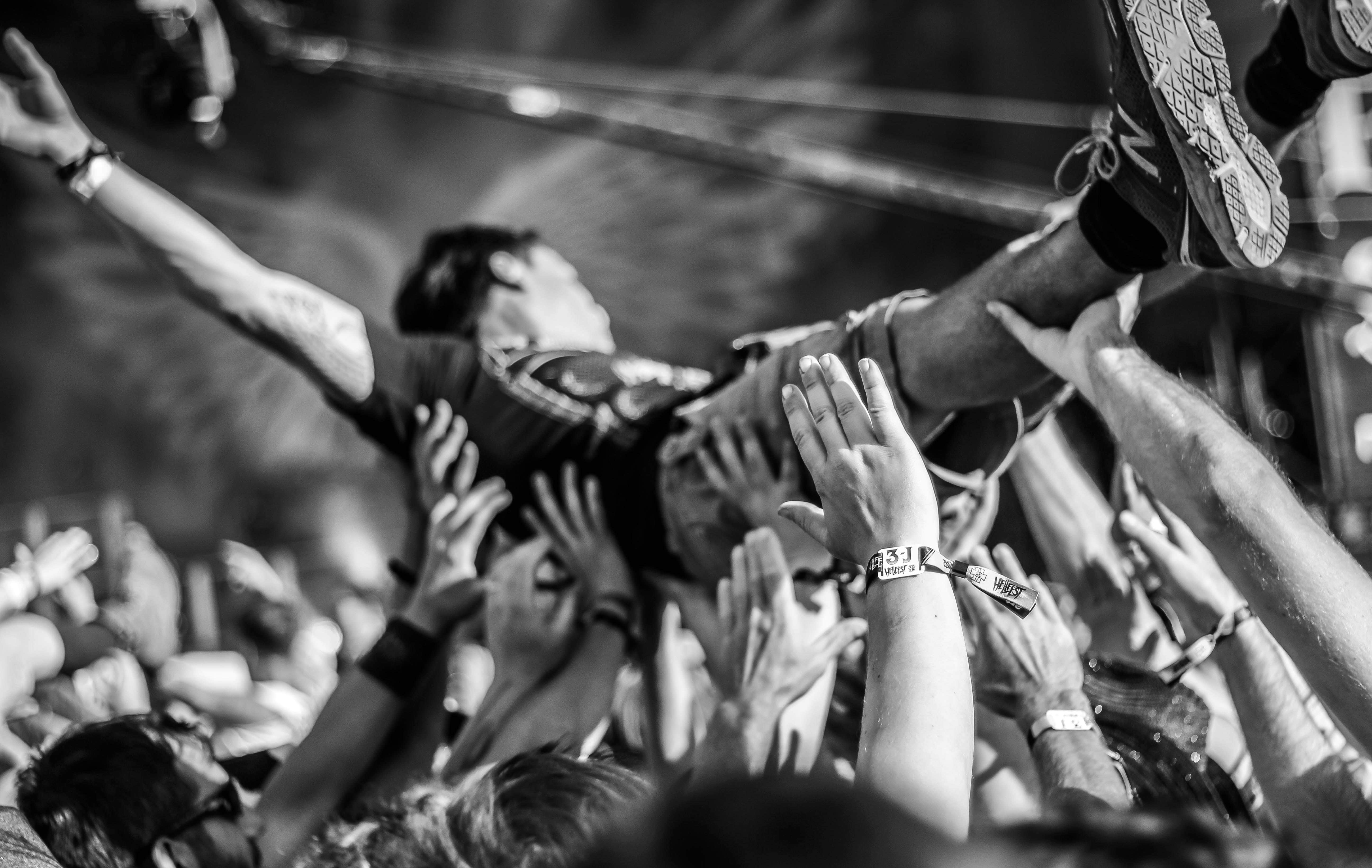 An image of a person crowdsurfing at Download Festival