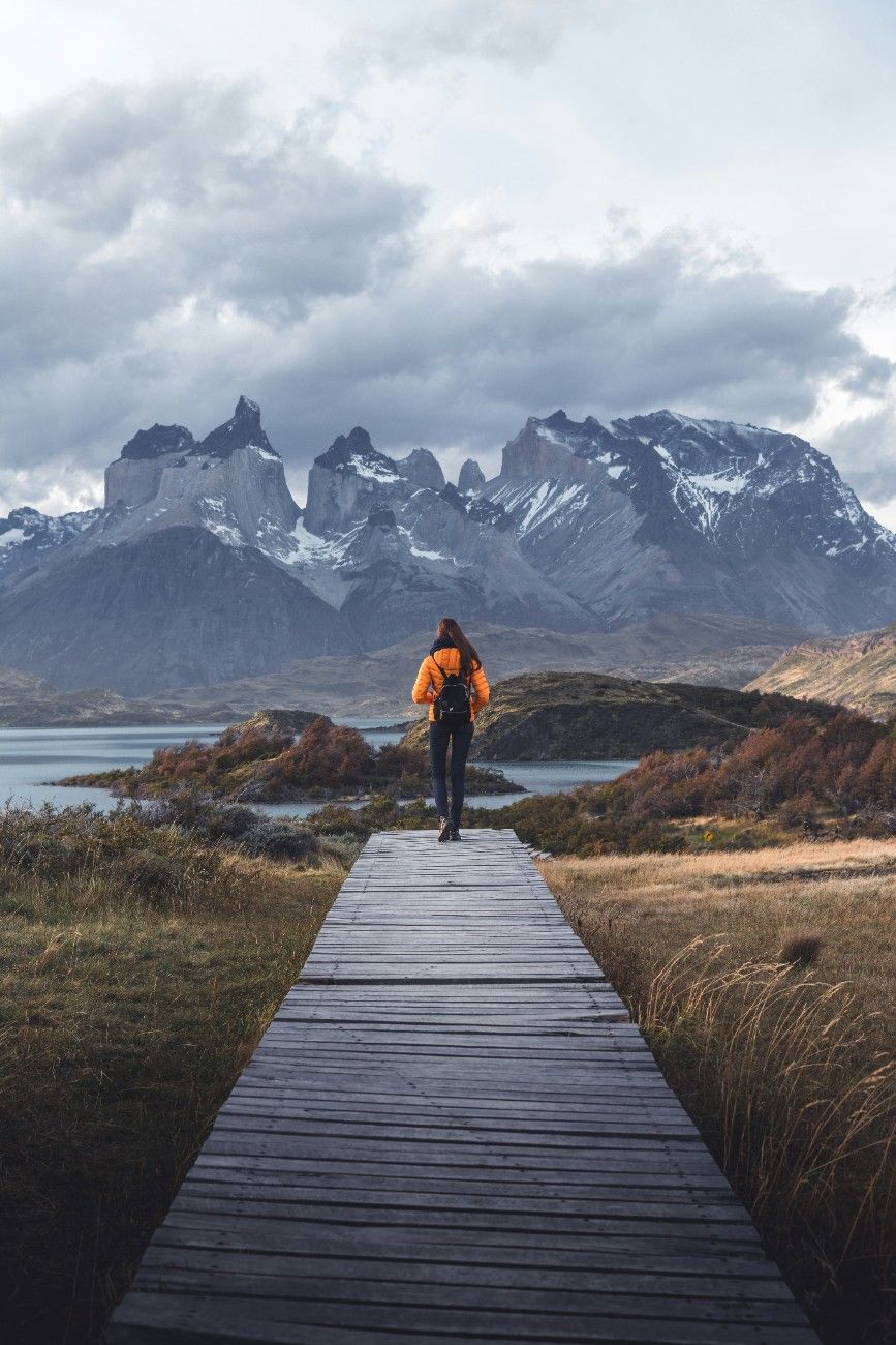 A person on the Torres del Paine