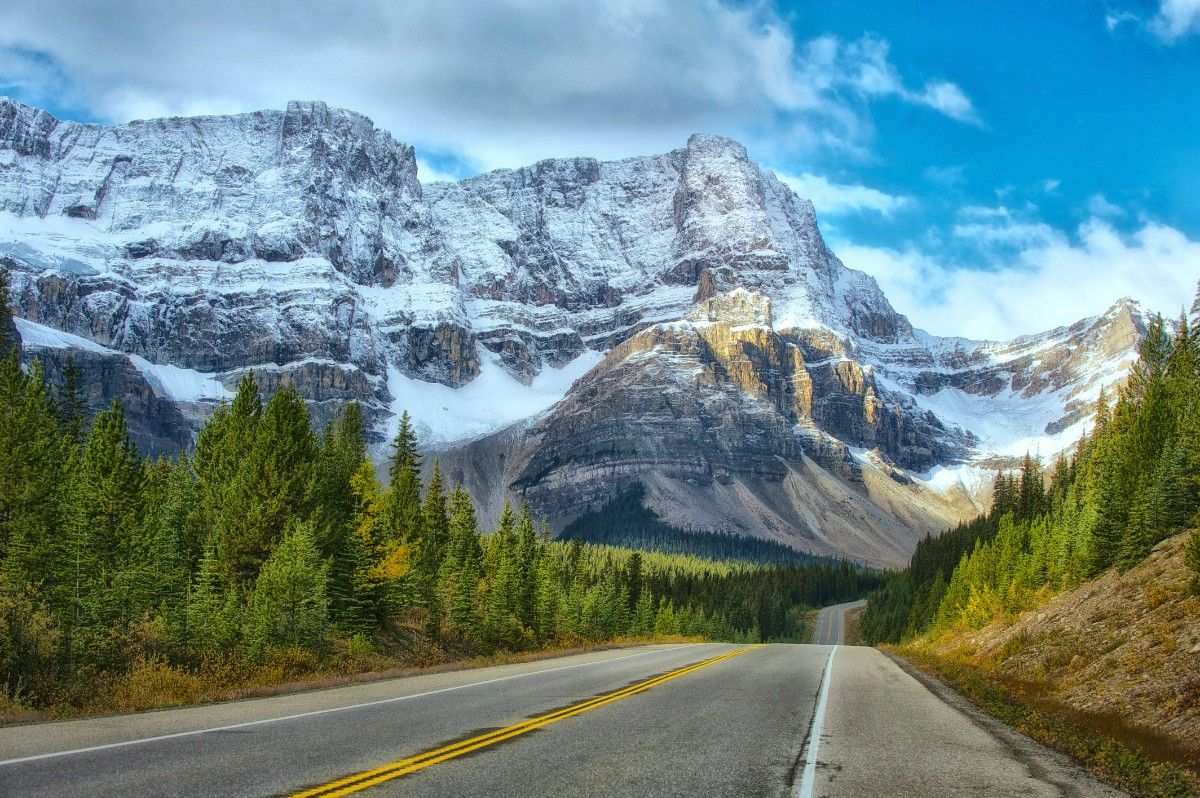 A road leading to the Banff Rocky Mountains 