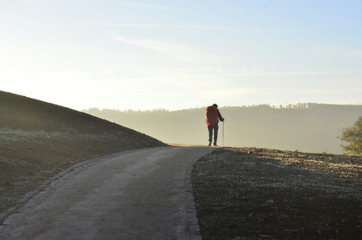 A person hiking along El Camino de Santiago