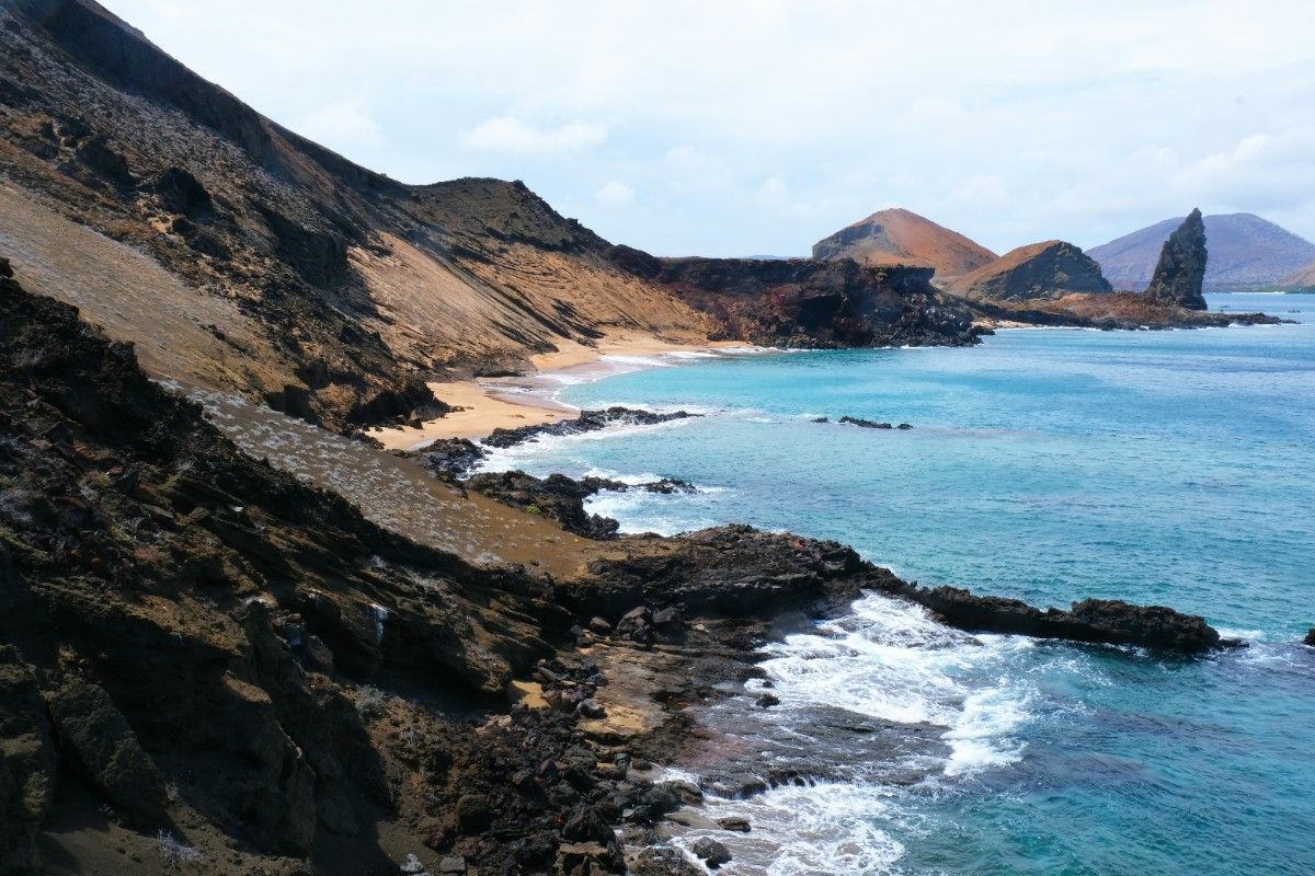 Cliff edges and beaches on the Galapagos Islands