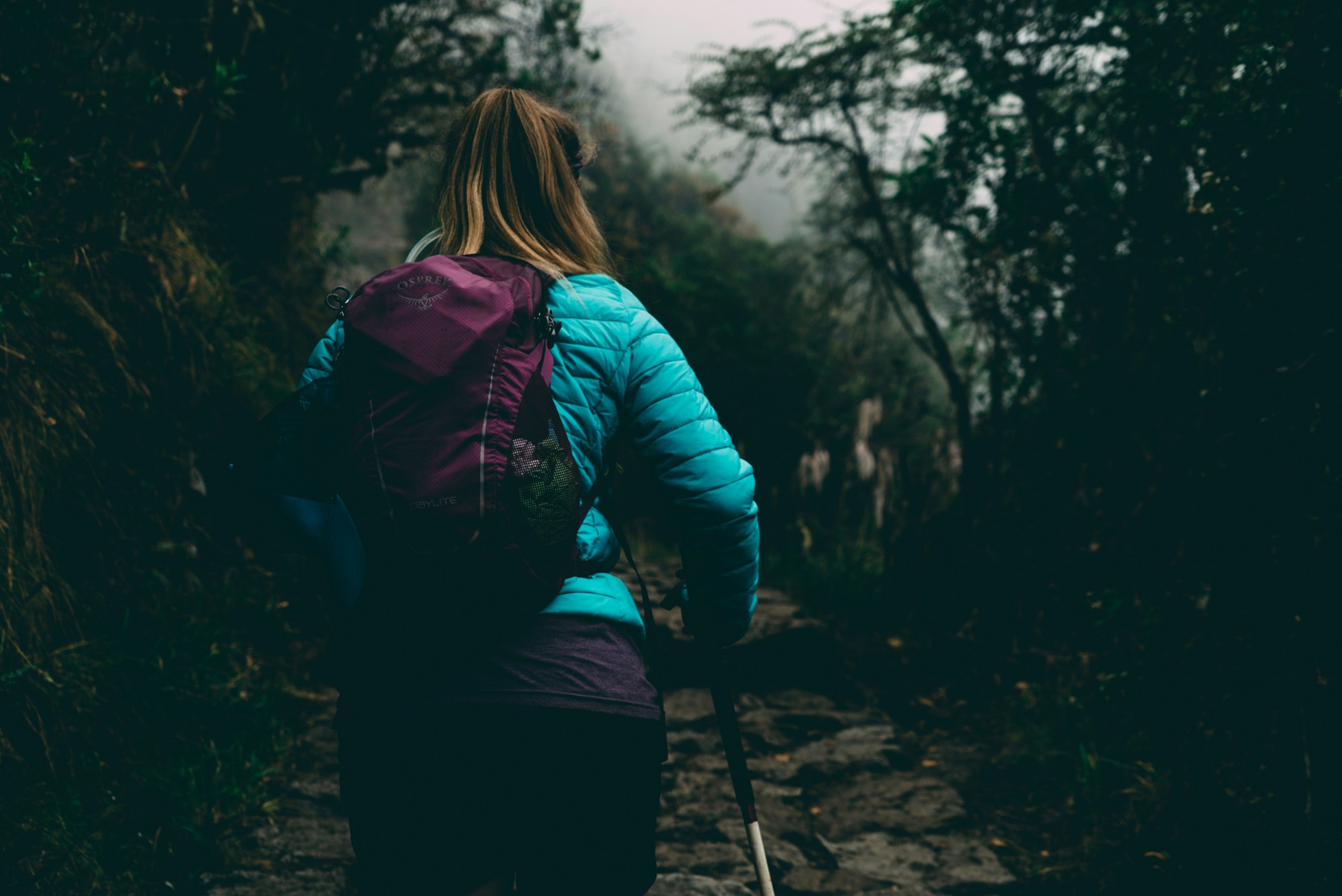 A woman hiking on The Inca Trail