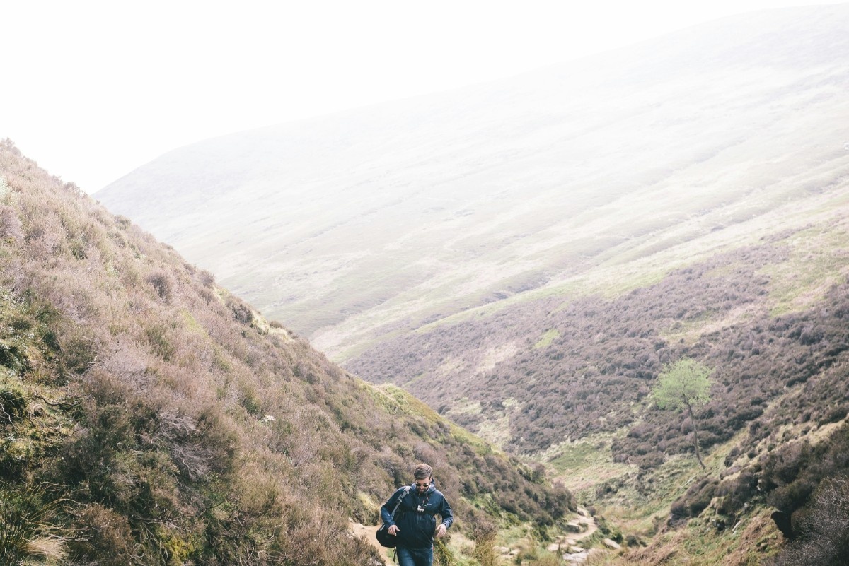 A person hiking to Kinder Scout 