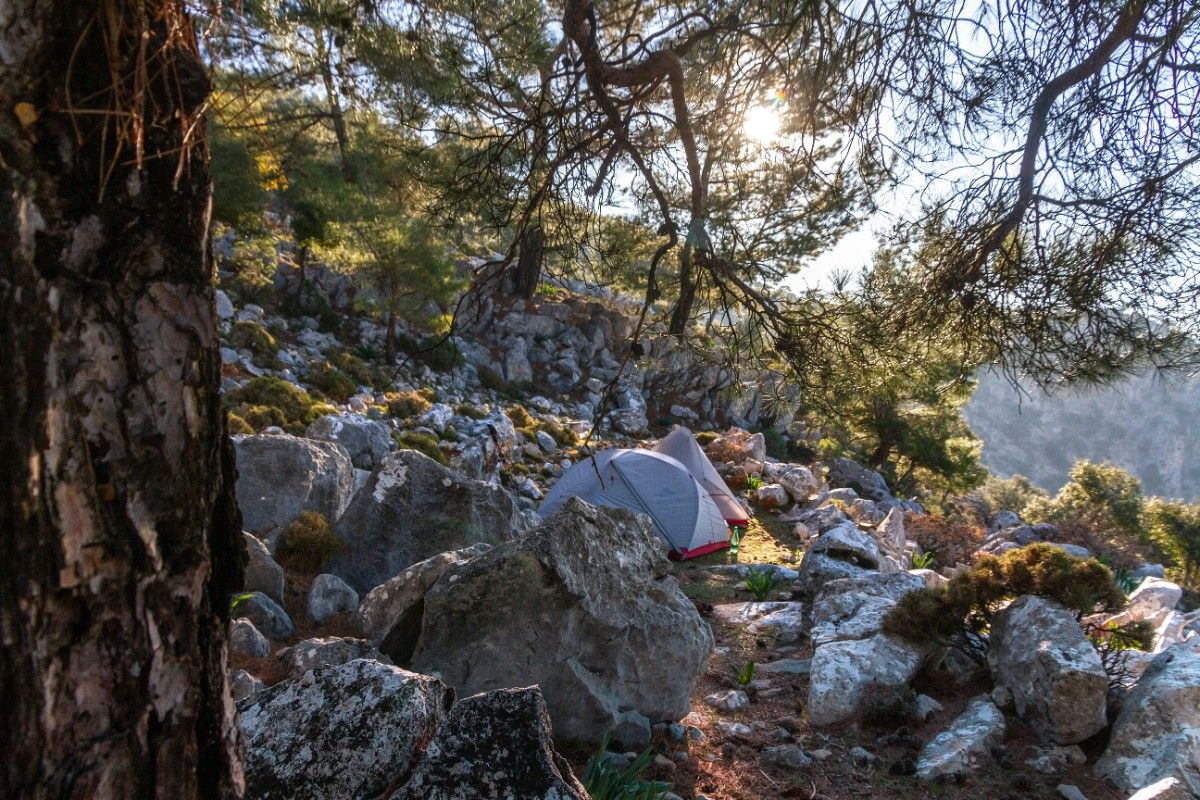 Tents wild camping on the Lycian Way