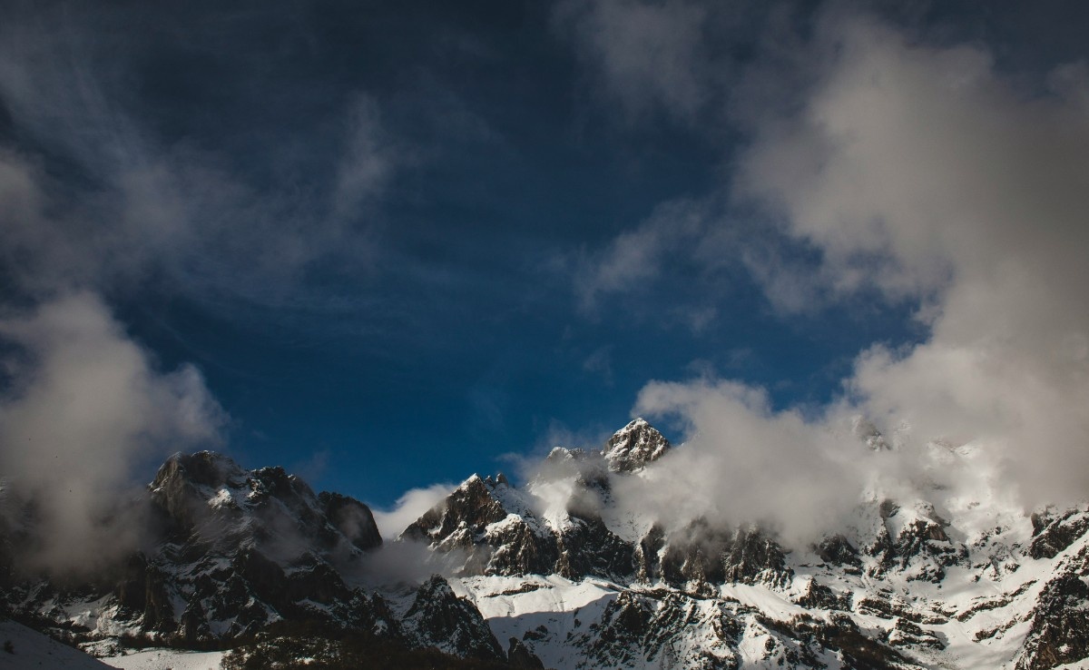 The snow topped mountains of Picos de Europa