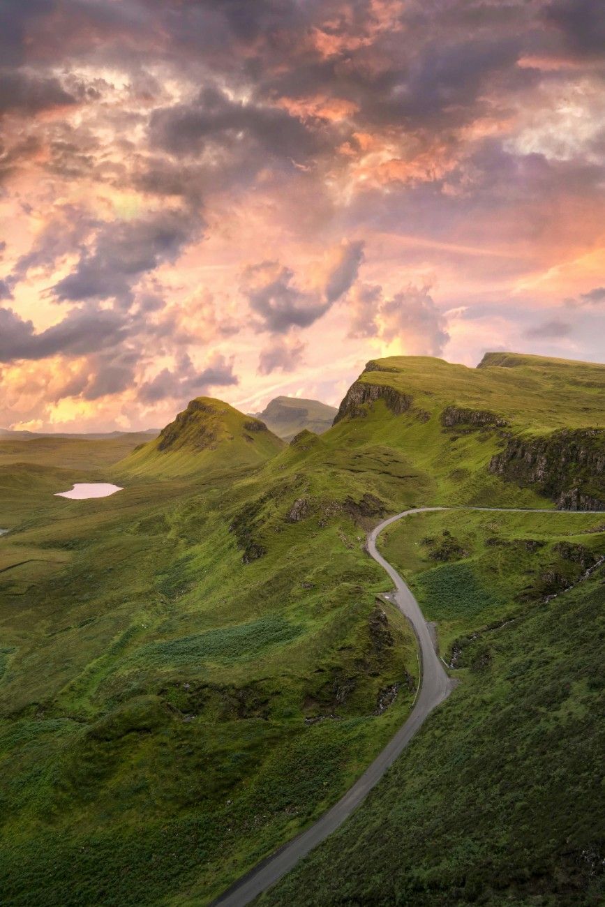 The sun setting over The Quiraing