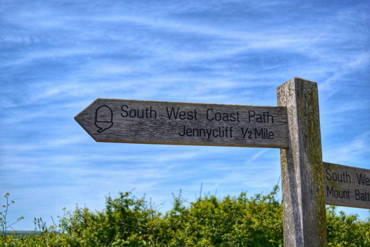 A sign for the South West Coast path 