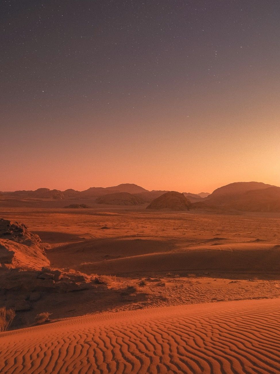 Wadi Rum desert at night 