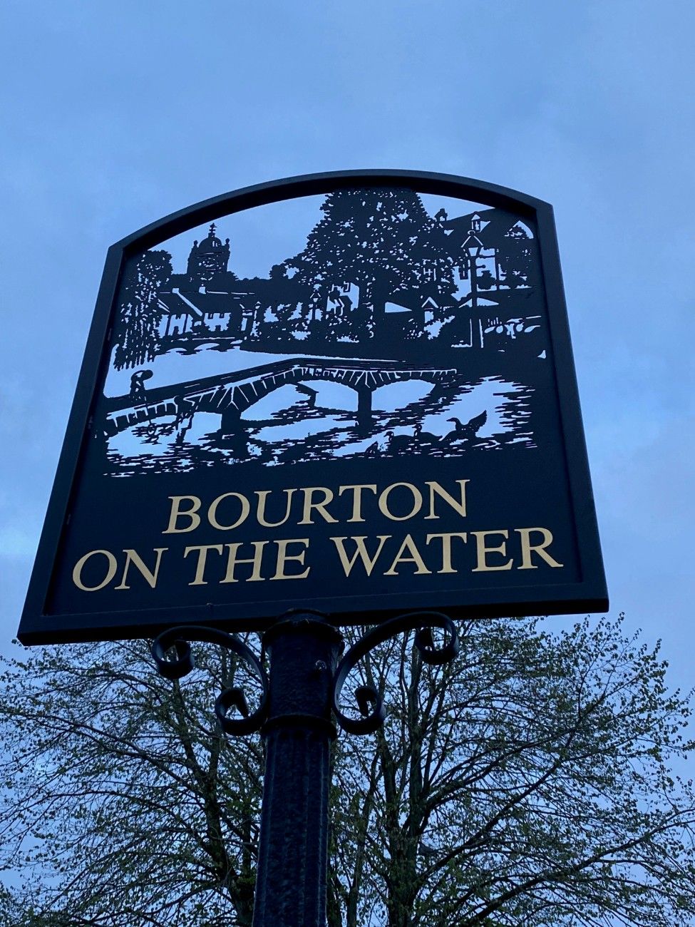 A sign for Bourton on the Water