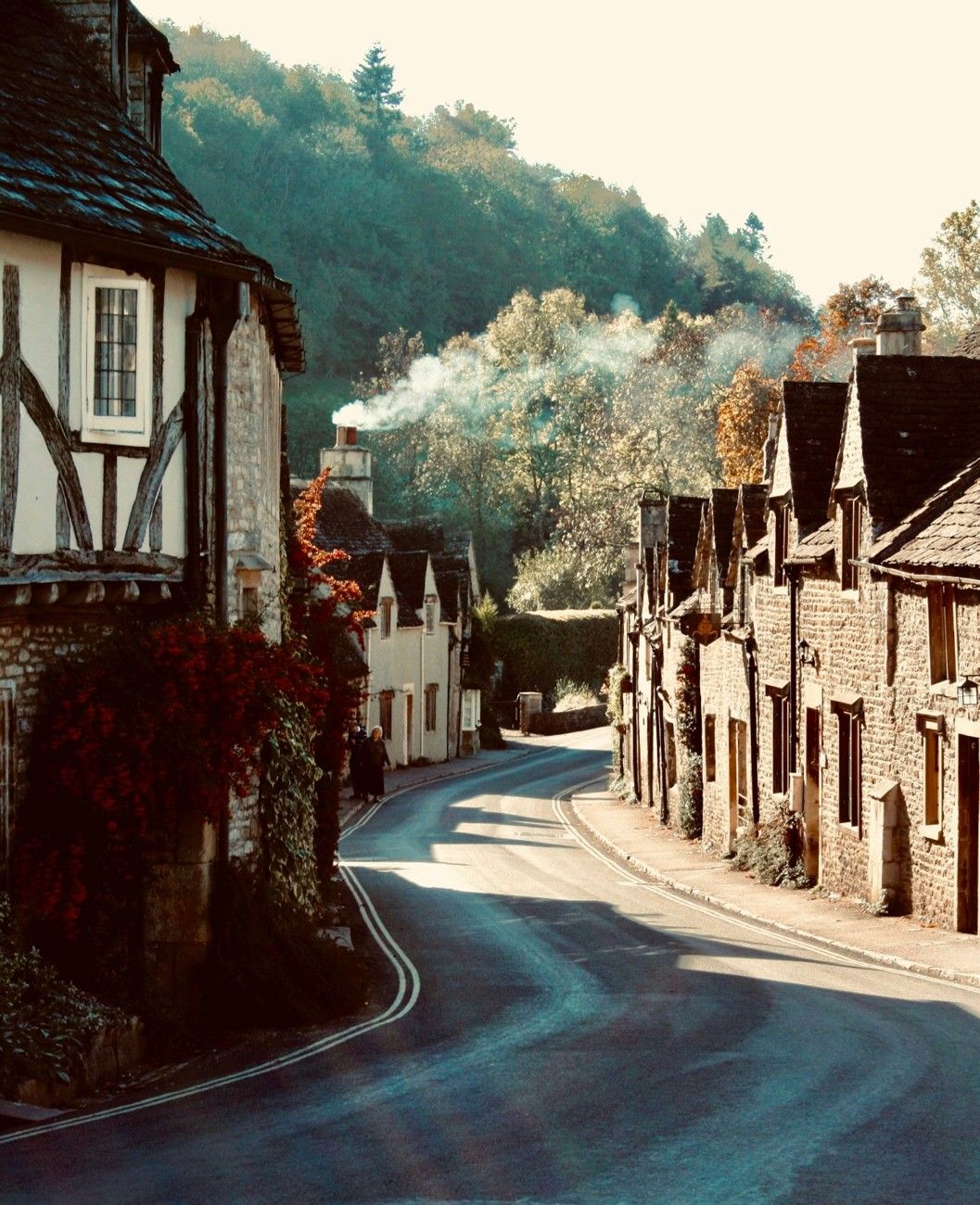 A road with cottages in Castle Combe 