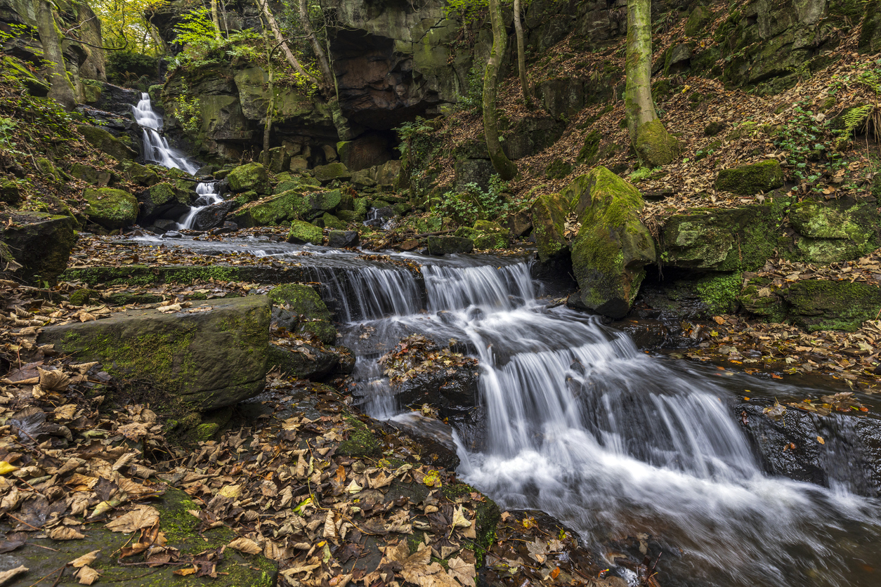 Lumsdale falls in the peak district.