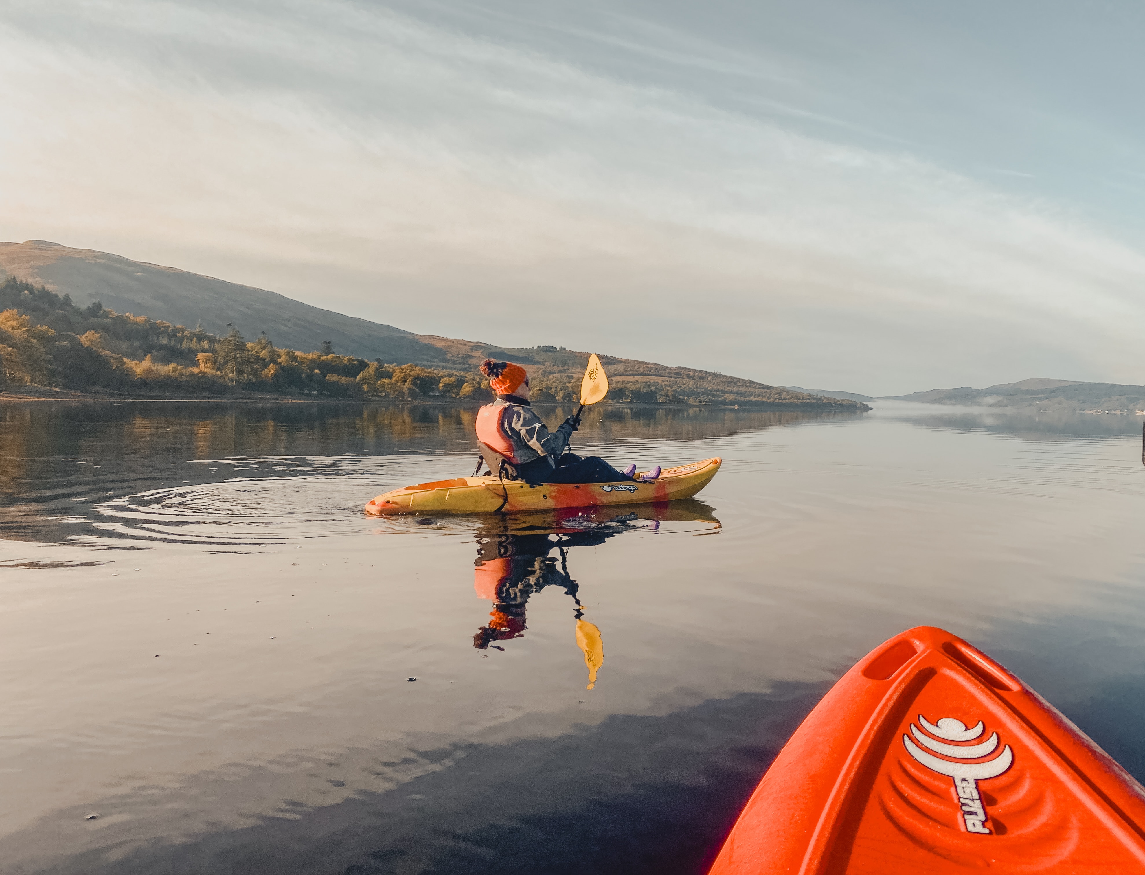 one person kayaking on loch fyne