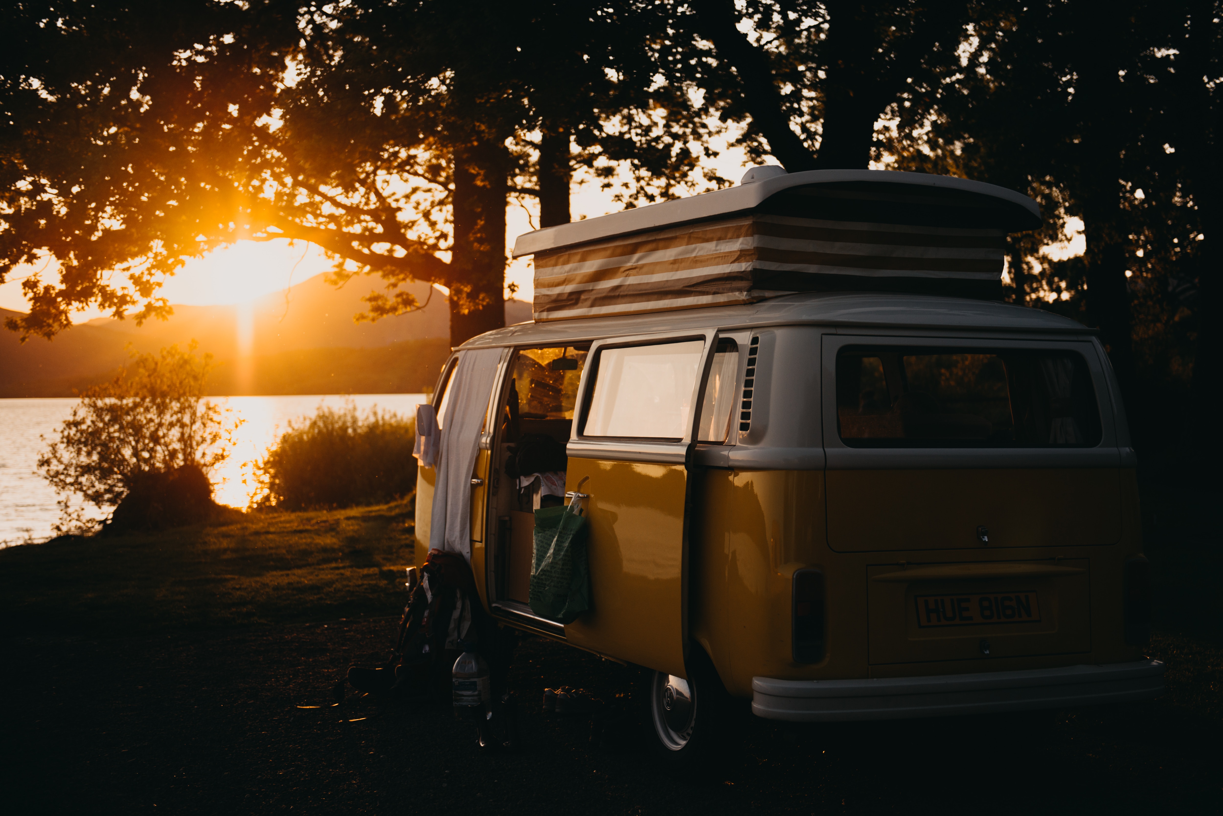 van and sunset