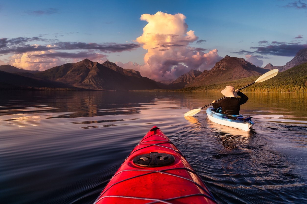 two people kayaking