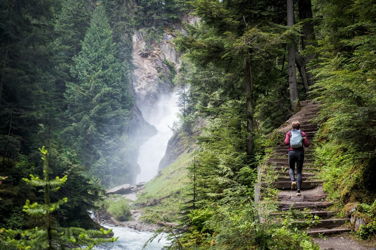 Person hiking at the Glacier National Park