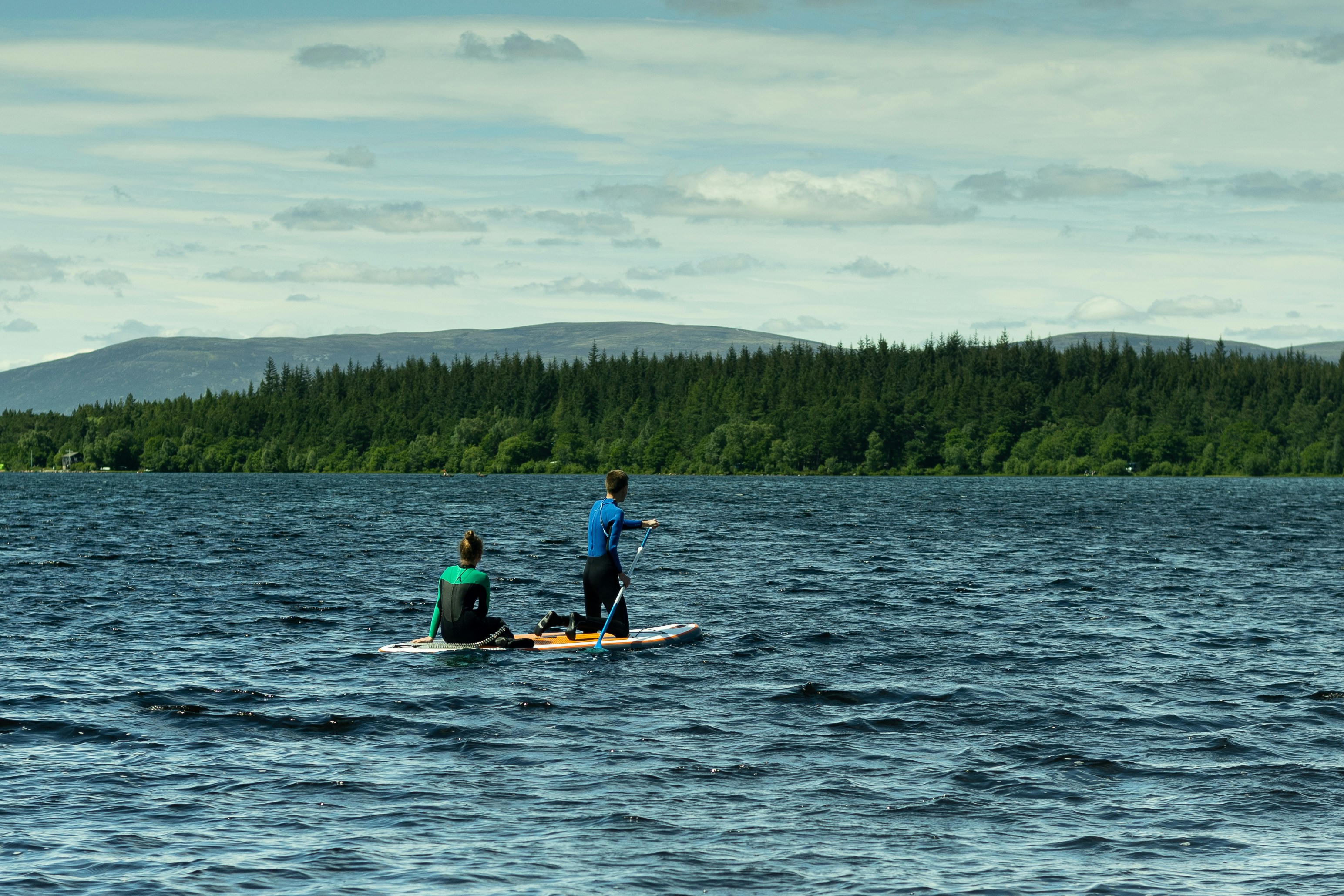 two people paddling on loch morlich