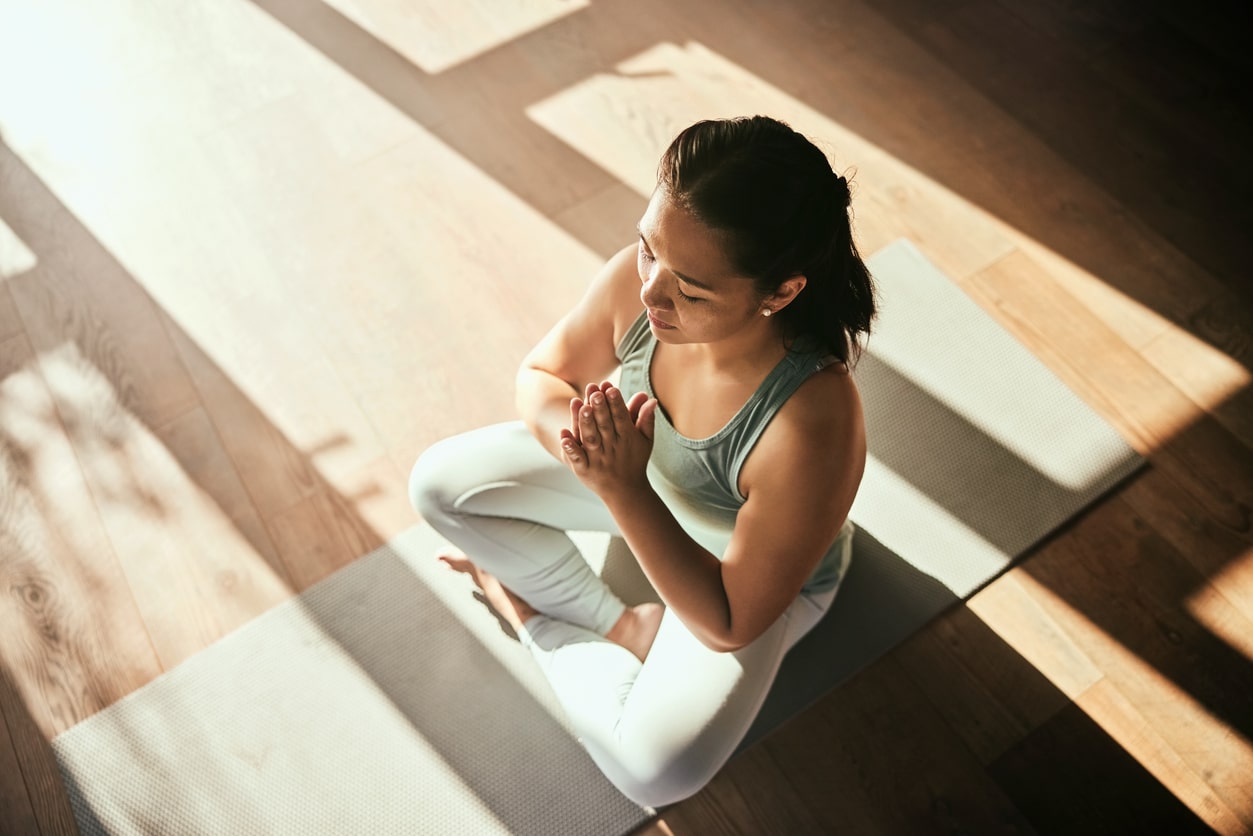 woman on a yoga mat